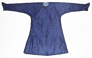 Chinese Blue Silk Dragon Robe, Qing Dynasty (1644-1911)