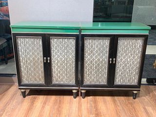 Pair of Regency Style Ebonized Cabinets