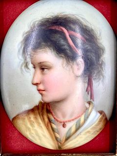 Small KPM Porcelain Plaque of a Gypsy