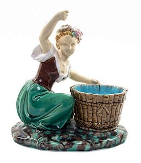 A Minton Majolica Master Salt, Height 8 inches.