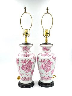 Pair of Chinese Style Porcelain Table Lamps
