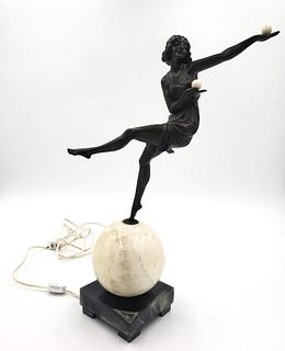 Art Deco Ball Girl Lamp