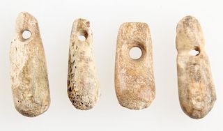 4 Ancient Carved Bone Amulets