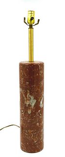 Modern Red Marble Column Form Lamp