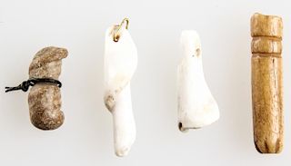 4 Ancient Stone/Shell/Bone Phalic Carvings