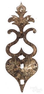 Large wrought iron escutcheon, ca. 1800