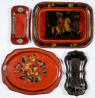 Four toleware trays, late 19th c.