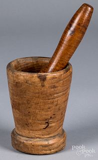 Tiger maple mortar and pestle, 19th c.