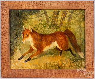 Jeanne Davies oil on board of a fox