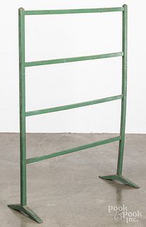 Green painted towel stand, 19th c.