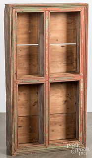 Painted pine wall cabinet, 19th c.