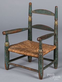Blue painted child's chair, 19th c.