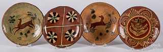Four Turtlecreek Potters redware plates