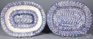 Two blue spongeware platters, 19th c.