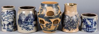Five pieces of contemporary stoneware