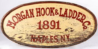 Painted sign for the Morgan Hook & Ladder Co.