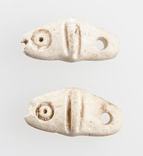 2 Ancient Carved Stone Fish Talismans
