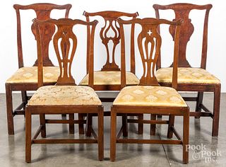 Five George III dining chairs, 18th c.
