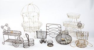 Group of wire baskets and plant stands