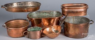 Group of copper cookware, 19th and 20th c.