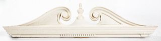 Carved and painted broken arch pediment, 19th c.