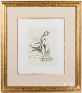 Raphael Soyer, signed engraving of a female nude