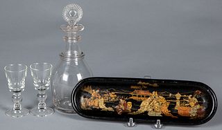 Colorless blown glass decanter, 19th c.