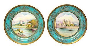 * A Pair of Minton Porcelain Chargers, SECOND HALF 19TH CENTURY, Diameter 13 inches.