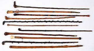 Eleven walking sticks, 19th/early 20th c.