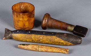 Two wooden sail makers needle cases, 19th c.
