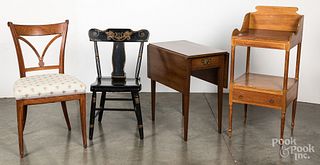 Two side chairs, 19th c., etc.
