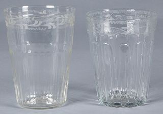 Two etched glass flips 19th c.