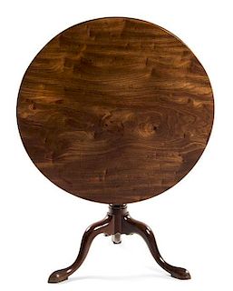* A George III Mahogany Tilt-Top Tea Table, Height 27 3/4 x diameter 33 inches.