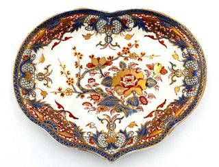 Two Derby Imari Pattern Heart Shaped Dishes