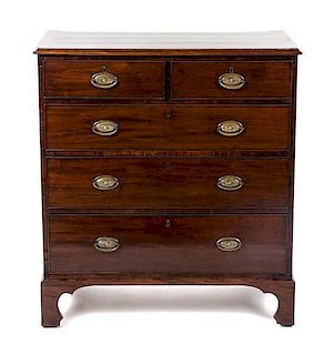 * A George III Mahogany Chest of Drawers, Height 41 x width 37 1/4 x depth 20 1/4 inches.