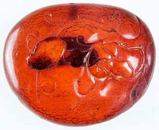 Chinese Amber Amulet, Qing Dynasty (1644-1911)