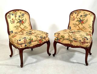 Pair of Louis XV Style Slipper Chairs