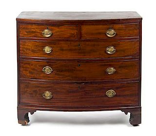 * A George III Mahogany Chest of Drawers, EARLY 19TH CENTURY, Height 37 1/4 x width 42 x depth 24 inches.