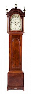 * An English Mahogany Tall Case Clock, JOSEPH WADHAM, POOLE, Height 89 1/2 inches.