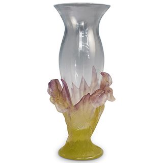 Daum Pate De Verre Crystal "Iris" Vase