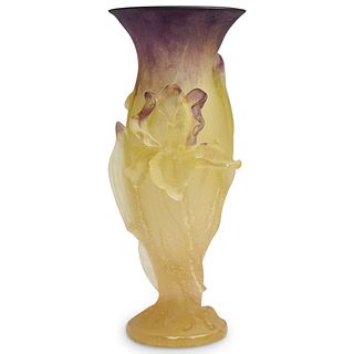 Daum Pate De Verre Crystal "Iris" Vase