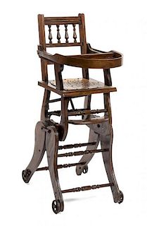 * An English Mahogany High Chair, 19TH CENTURY, Height 37 1/2 inches.