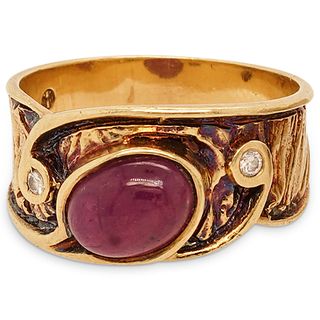 14k Gold, Diamond and Ruby Ring