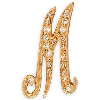 14k Gold and Diamond "M" Pendant