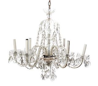 * A Cased Glass Six-Light Chandelier, Height 22 x diameter 25 inches.