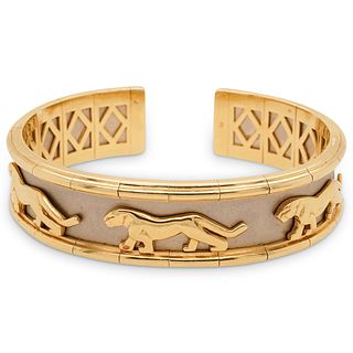Cartier Style 14k Gold Panthere Bangle Bracelet