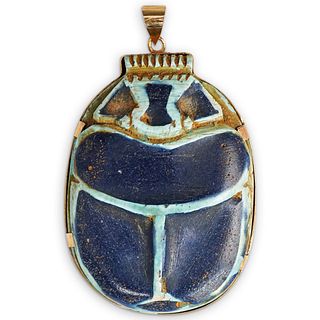Antique Egyptian Scarab 18K Gold Pendant