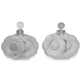 (2 Pc) Lalique "Deux Fleurs" Perfume Bottle