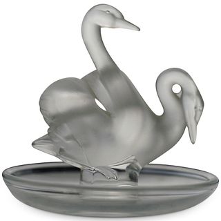 Lalique Crystal Double Swan Ring Tray