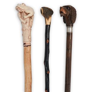 (3Pc) Figural Walking Stick Group